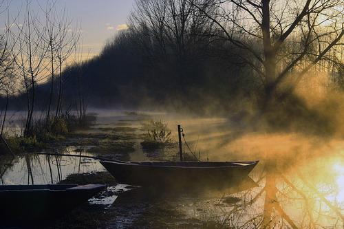 Fotografia che ha vinto il primo premio della sezione 2 "Acqua e natura" - Roberto Creati "Alba in palude"